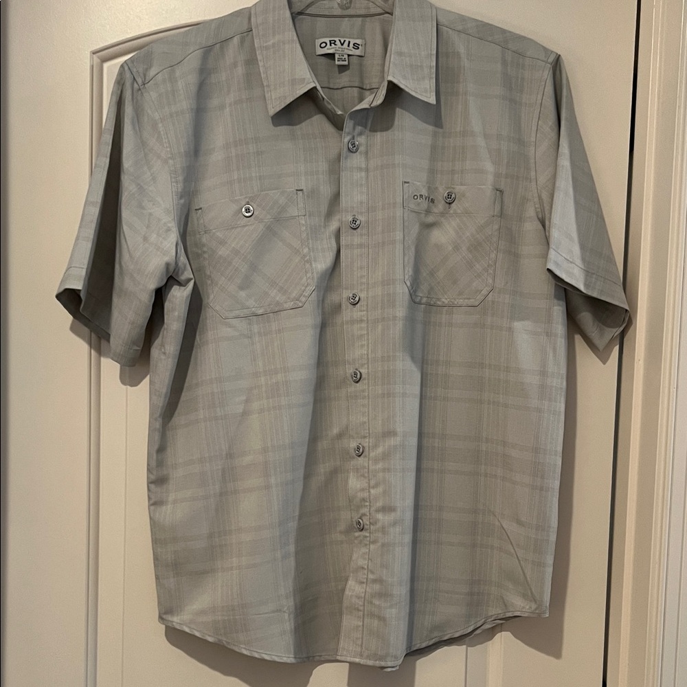 Orvis Men's Gray Checkered Casual Shirt